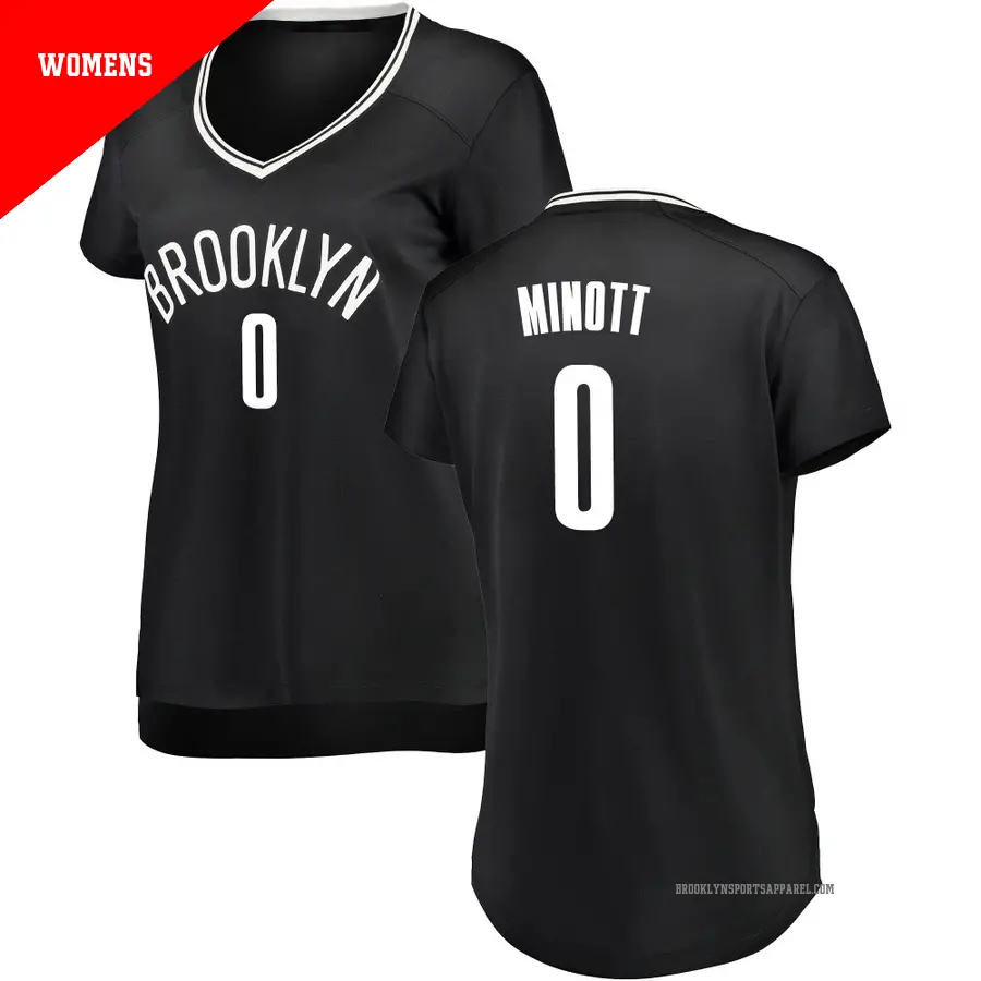 ＃0 Women's Josh Minott Brooklyn Nets Black Fast Break Jersey Icon Edition