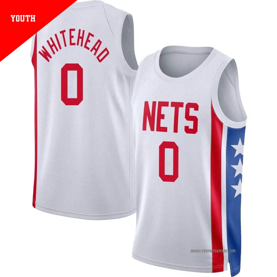 ＃0 Youth Dariq Whitehead Brooklyn Nets 2022/23 Swingman White Classic Edition Jersey