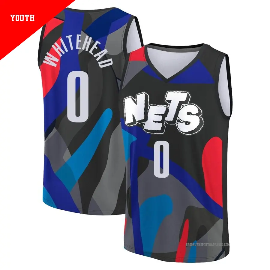 ＃0 Youth Dariq Whitehead Brooklyn Nets 2023/24 Fast Break Black City Edition Jersey