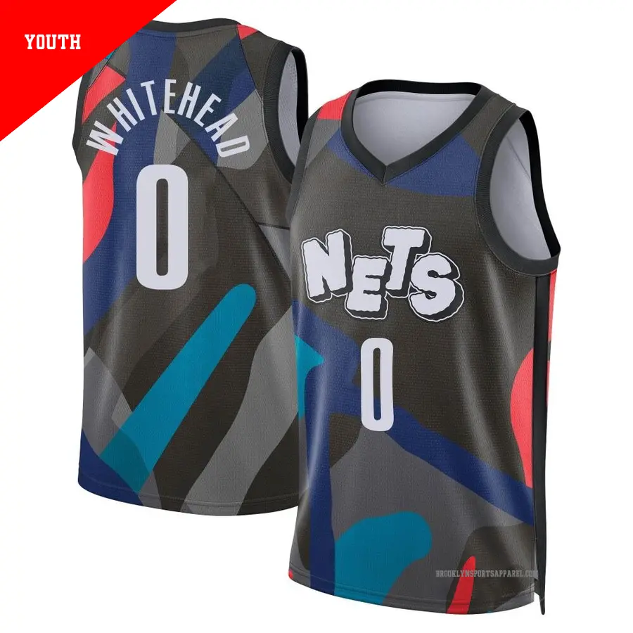 ＃0 Youth Dariq Whitehead Brooklyn Nets 2023/24 Swingman Black City Edition Jersey