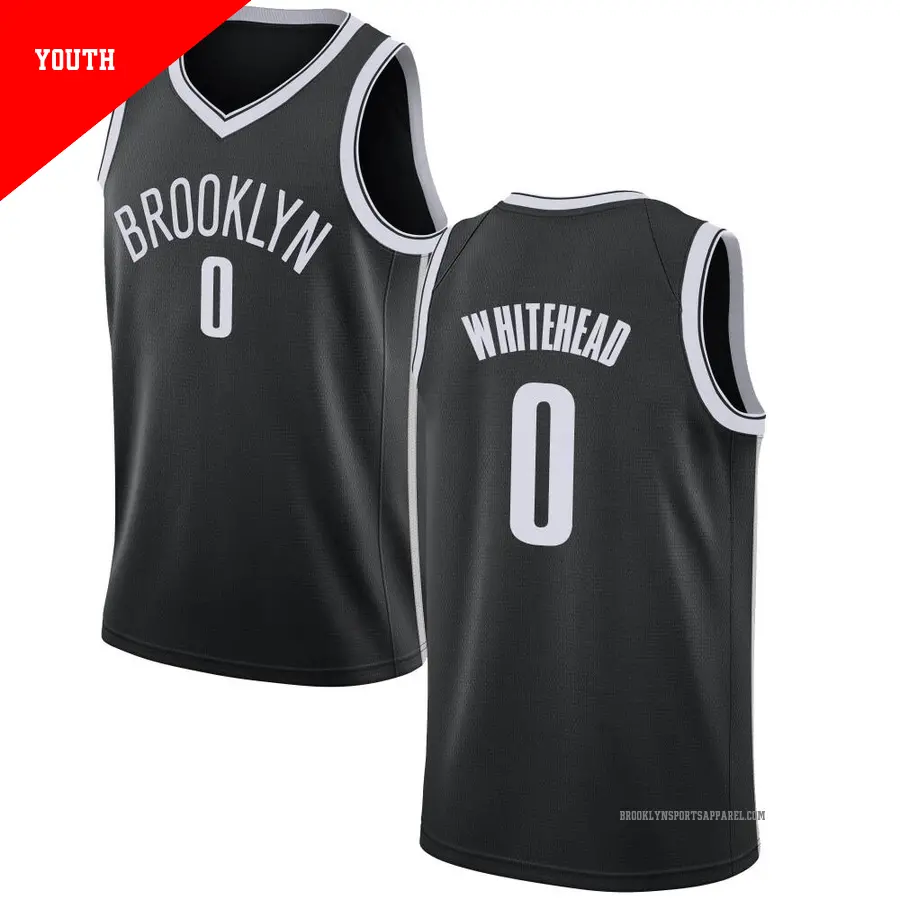 ＃0 Youth Dariq Whitehead Brooklyn Nets Black Swingman JerseyIcon Edition