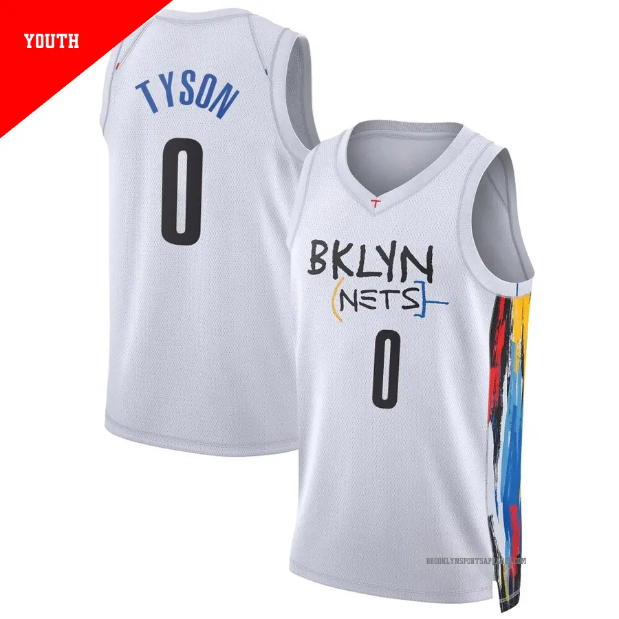 ＃0 Youth Hunter Tyson Brooklyn Nets 2022/23 Swingman White City Edition Jersey