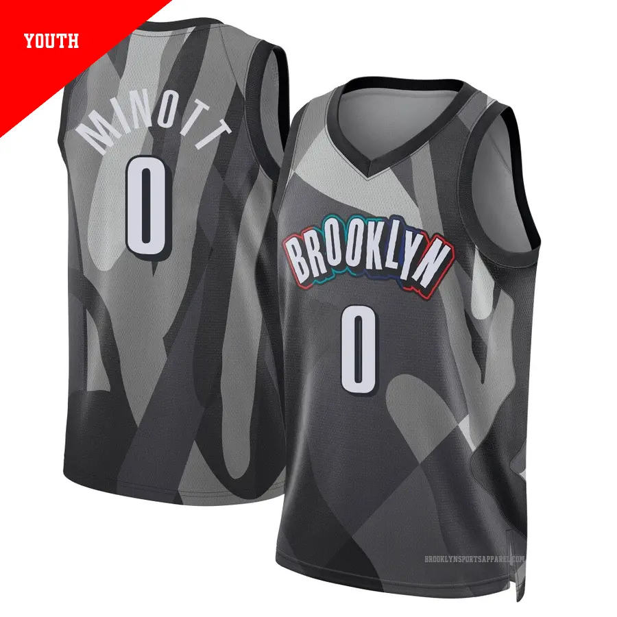 ＃0 Youth Josh Minott Brooklyn Nets 2024/25 Swingman Gray City Edition Jersey