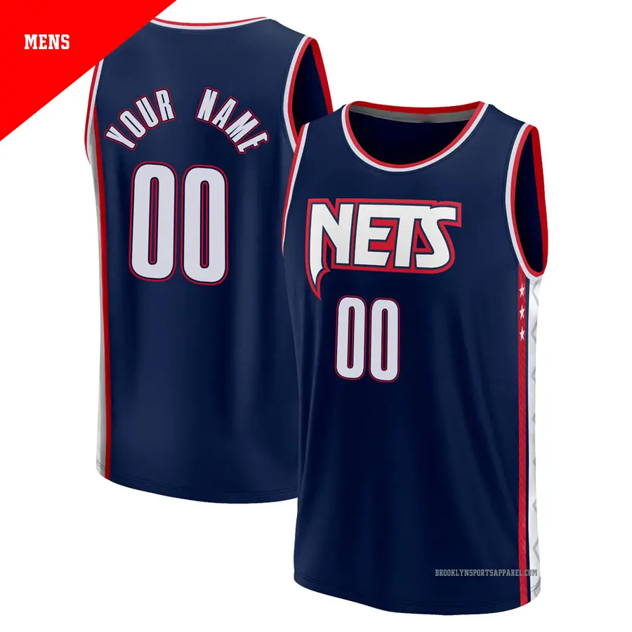 ＃00 Men's Custom Brooklyn Nets 2021/22 Fast Break Navy Replica City Edition Jersey