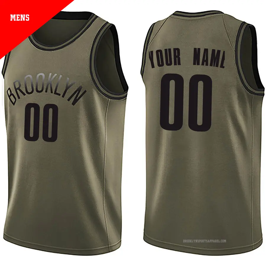 ＃00 Men's Custom Brooklyn Nets Green Swingman Salute to Service Jersey