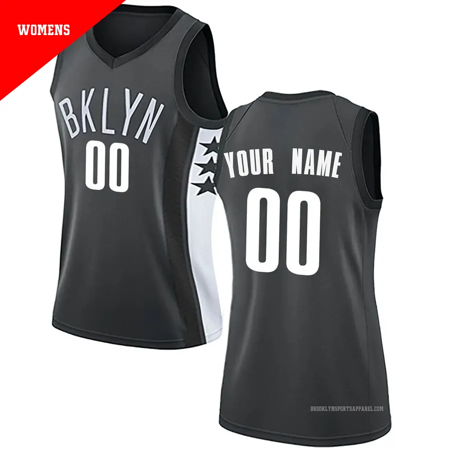 ＃00 Women's Custom Brooklyn Nets Gray Swingman JerseyStatement Edition
