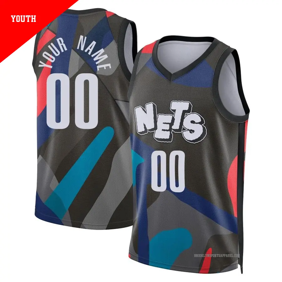 ＃00 Youth Custom Brooklyn Nets 2023/24 Swingman Black City Edition Jersey