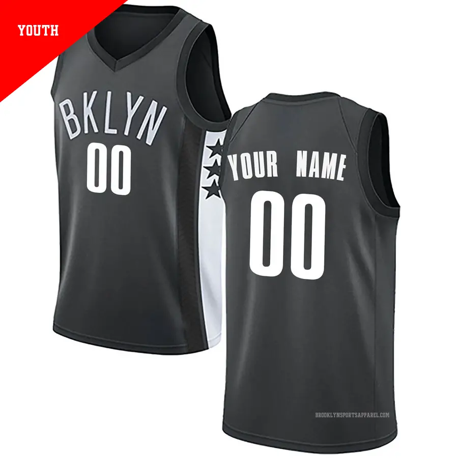 ＃00 Youth Custom Brooklyn Nets Gray Swingman JerseyStatement Edition