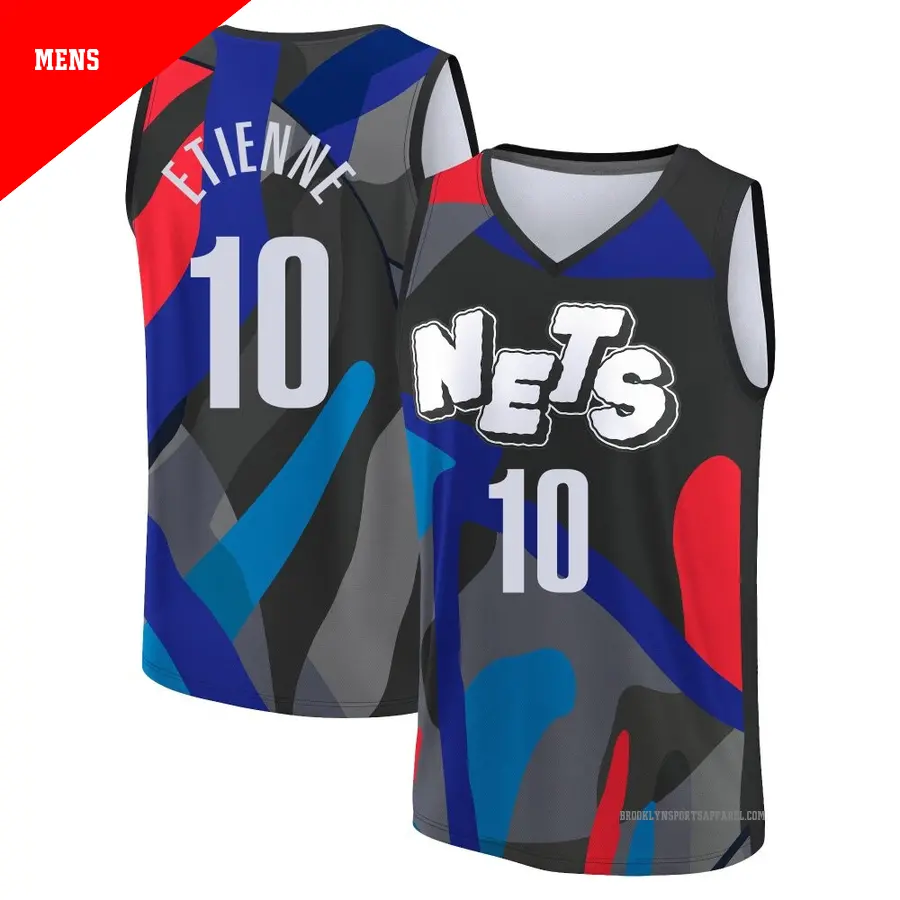 ＃10 Men's Tyson Etienne Brooklyn Nets 2023/24 Fast Break Black City Edition Jersey
