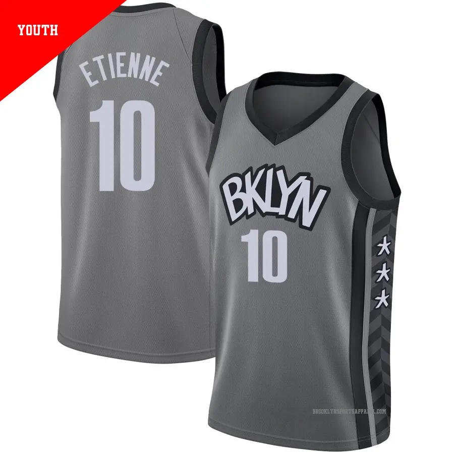 ＃10 Youth Tyson Etienne Brooklyn Nets 2020/21 Swingman Gray JerseyStatement Edition
