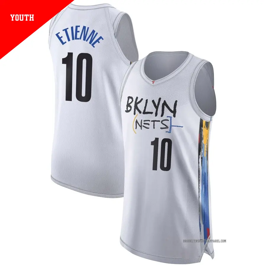 ＃10 Youth Tyson Etienne Brooklyn Nets 2022/23 Authentic White City Edition Jersey