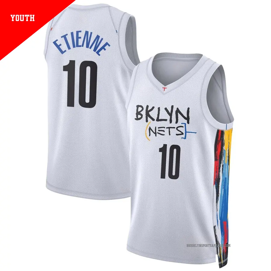 ＃10 Youth Tyson Etienne Brooklyn Nets 2022/23 Swingman White City Edition Jersey