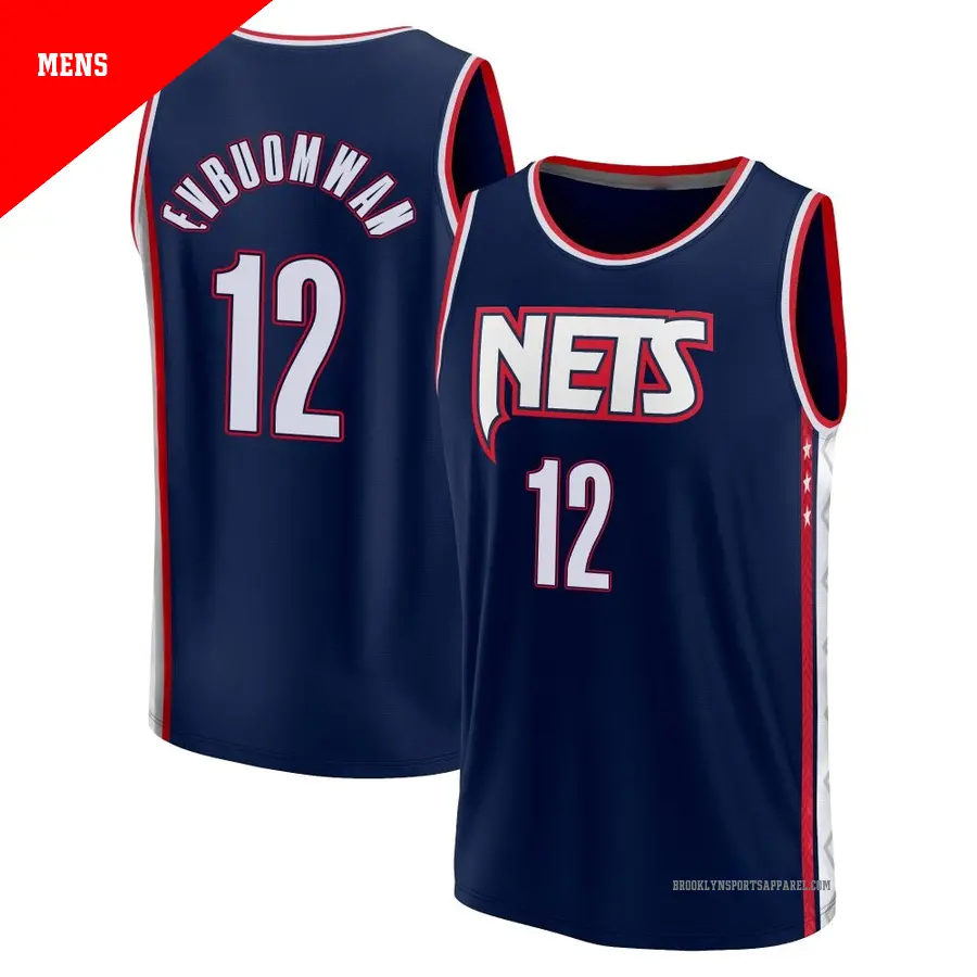 ＃12 Men's Tosan Evbuomwan Brooklyn Nets 2021/22 Fast Break Navy Replica City Edition Jersey