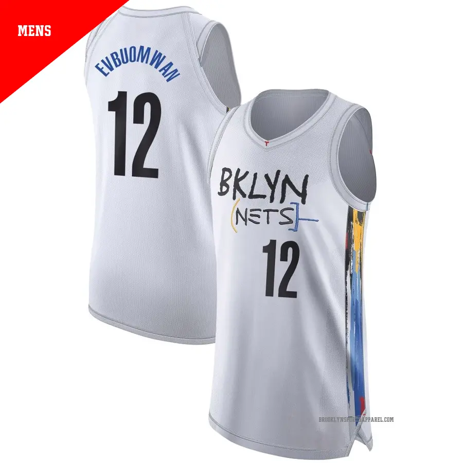 ＃12 Men's Tosan Evbuomwan Brooklyn Nets 2022/23 Authentic White City Edition Jersey