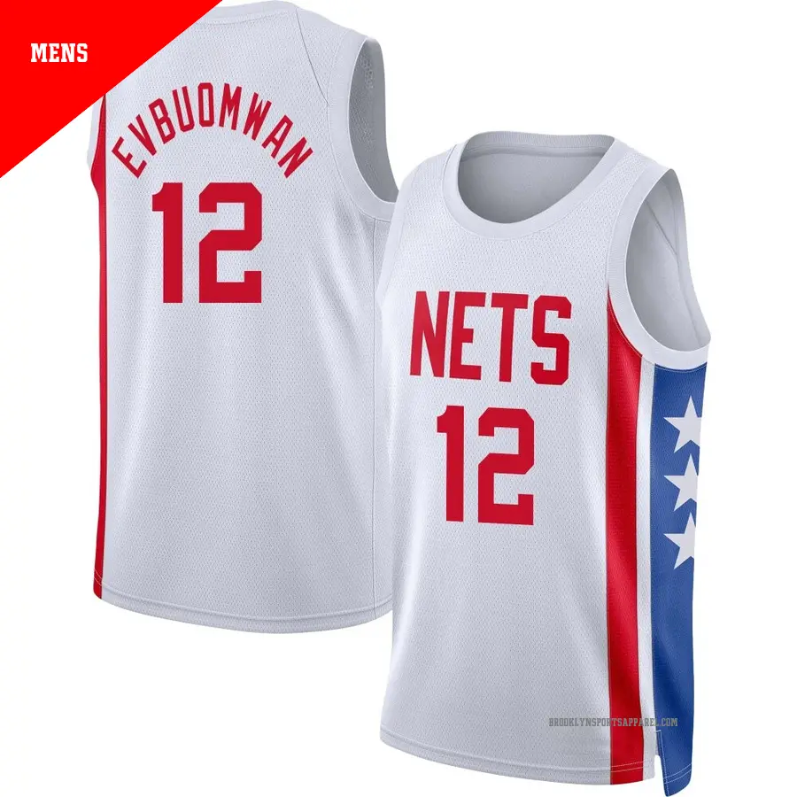 ＃12 Men's Tosan Evbuomwan Brooklyn Nets 2022/23 Swingman White Classic Edition Jersey