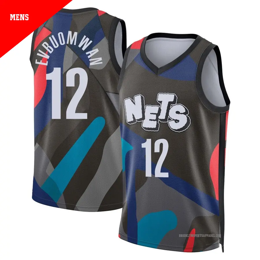 ＃12 Men's Tosan Evbuomwan Brooklyn Nets 2023/24 Swingman Black City Edition Jersey