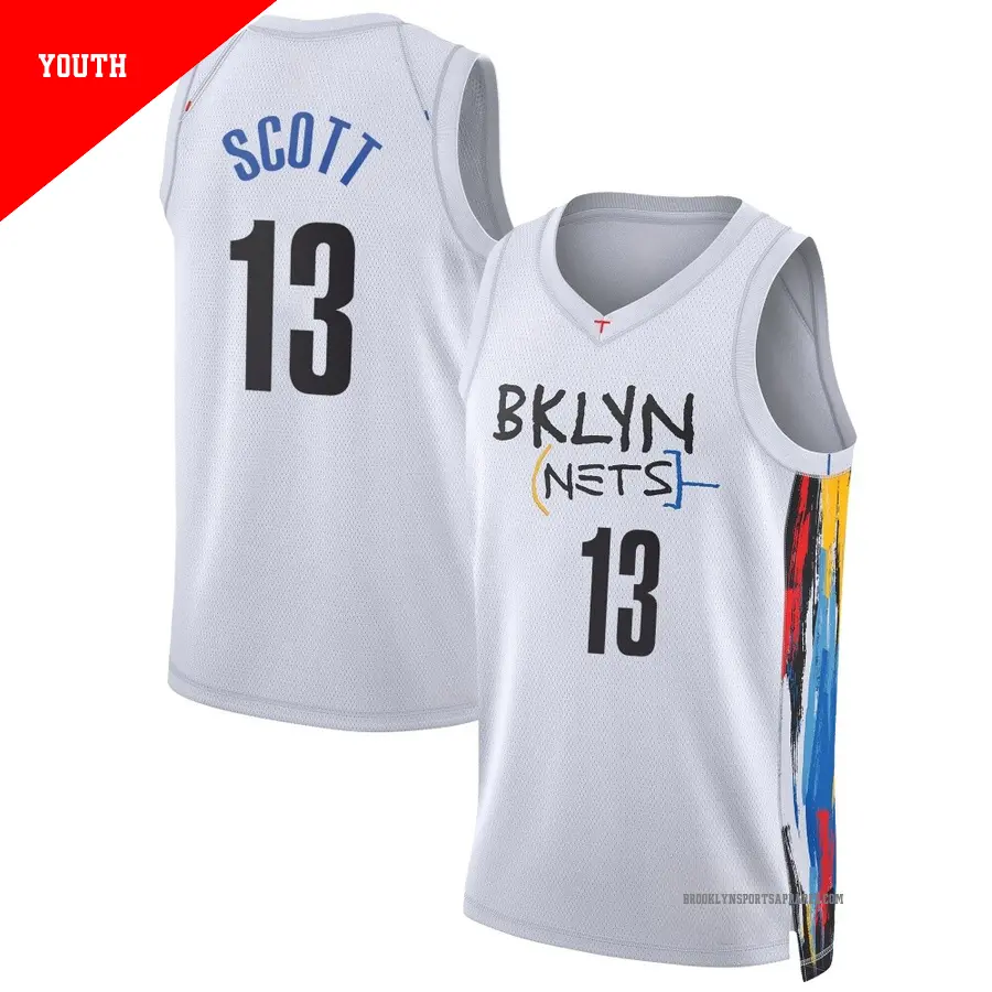 ＃13 Youth Trevon Scott Brooklyn Nets 2022/23 Swingman White City Edition Jersey