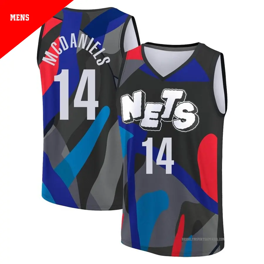 ＃14 Men's KJ McDaniels Brooklyn Nets 2023/24 Fast Break Black City Edition Jersey
