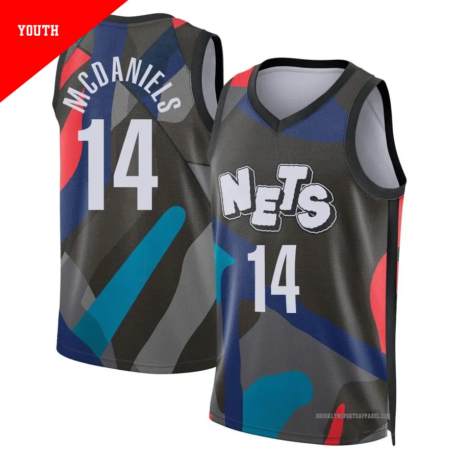 ＃14 Youth KJ McDaniels Brooklyn Nets 2023/24 Swingman Black City Edition Jersey