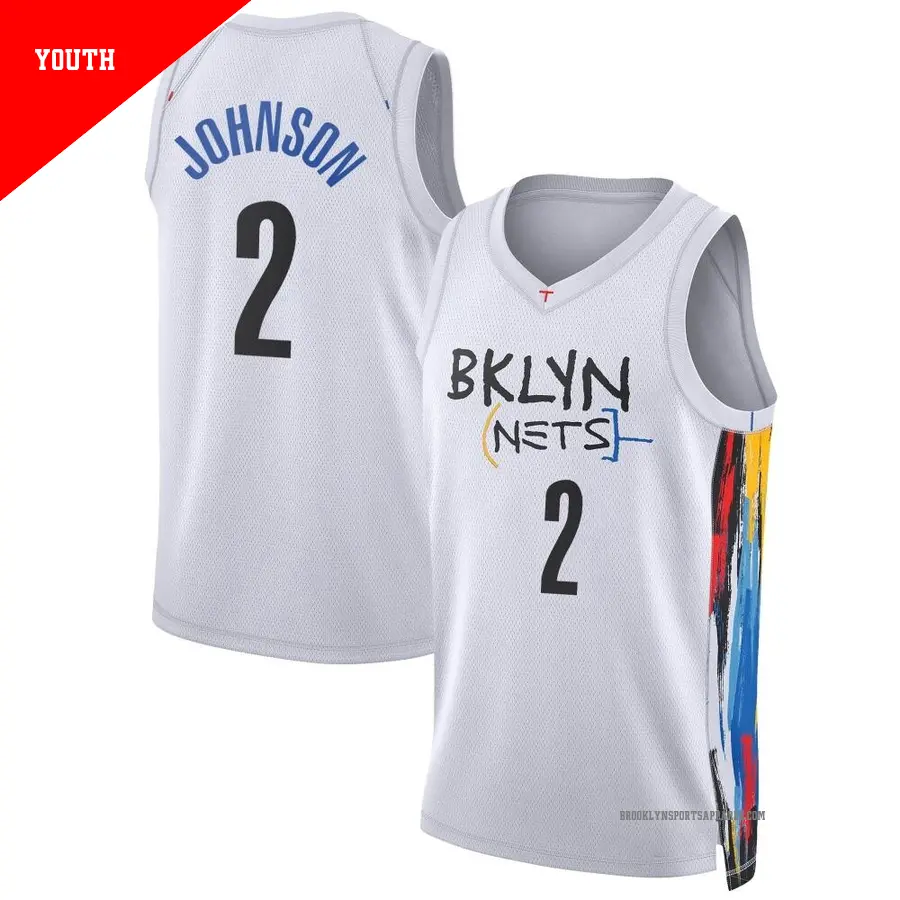 2 Youth Cameron Johnson Brooklyn Nets 2022 23 Swingman White City Edition Jersey