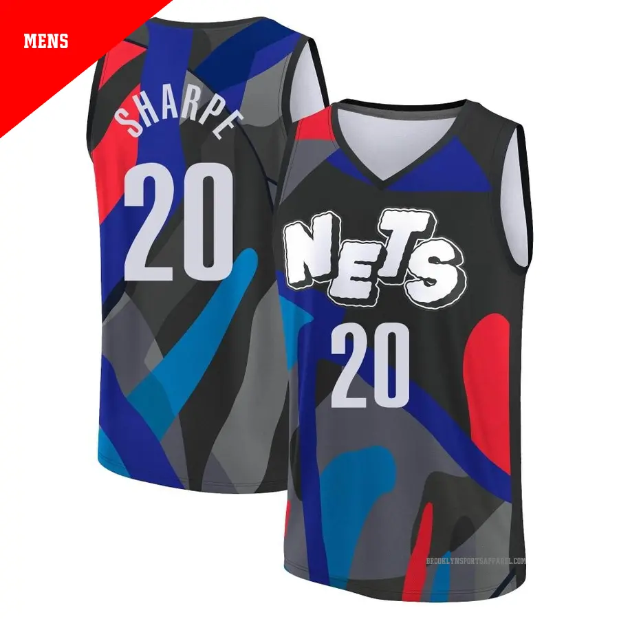 ＃20 Men's Day'Ron Sharpe Brooklyn Nets 2023/24 Fast Break Black City Edition Jersey