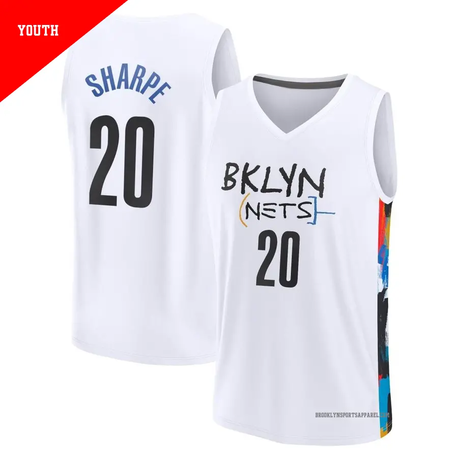 ＃20 Youth Day'Ron Sharpe Brooklyn Nets 2022/23 Fast Break White City Edition Jersey