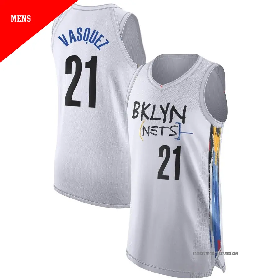 ＃21 Men's Greivis Vasquez Brooklyn Nets 2022/23 Authentic White City Edition Jersey