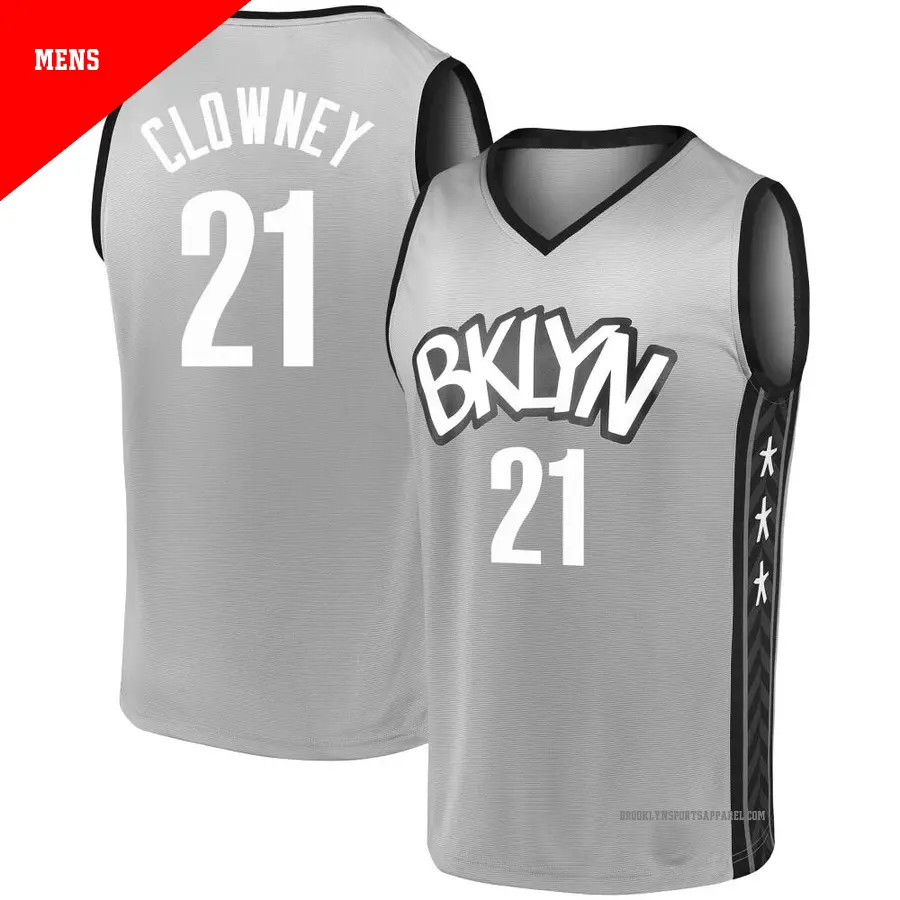 ＃21 Men's Noah Clowney Brooklyn Nets 2019/20 Fast Break Gray JerseyStatement Edition