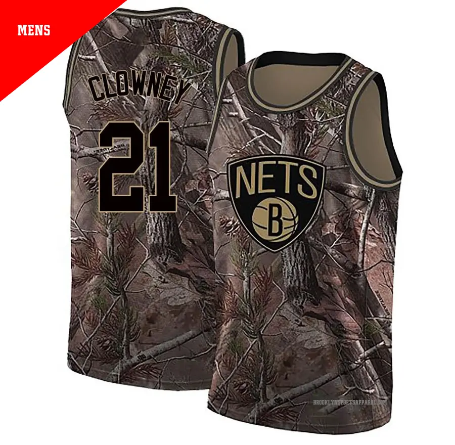 ＃21 Men's Noah Clowney Brooklyn Nets Camo Swingman Realtree Collection Jersey