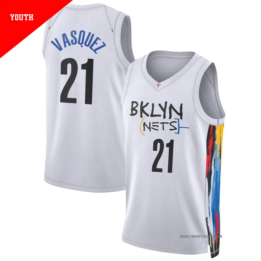 ＃21 Youth Greivis Vasquez Brooklyn Nets 2022/23 Swingman White City Edition Jersey