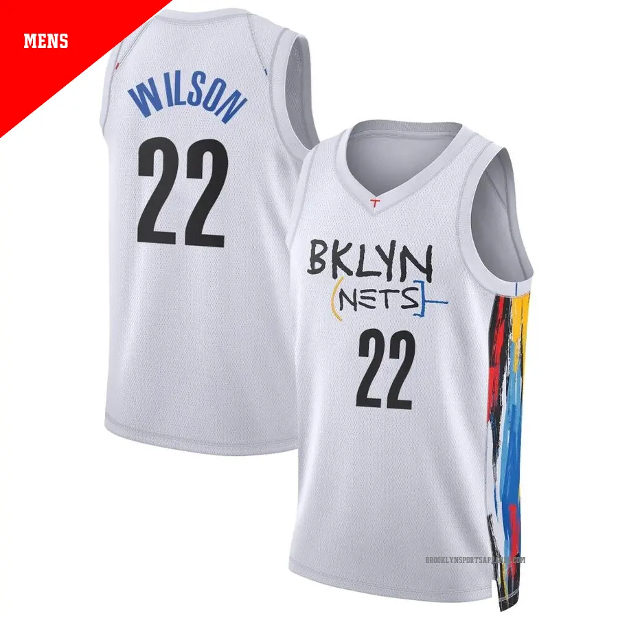 ＃22 Men's Jalen Wilson Brooklyn Nets 2022/23 Swingman White City Edition Jersey