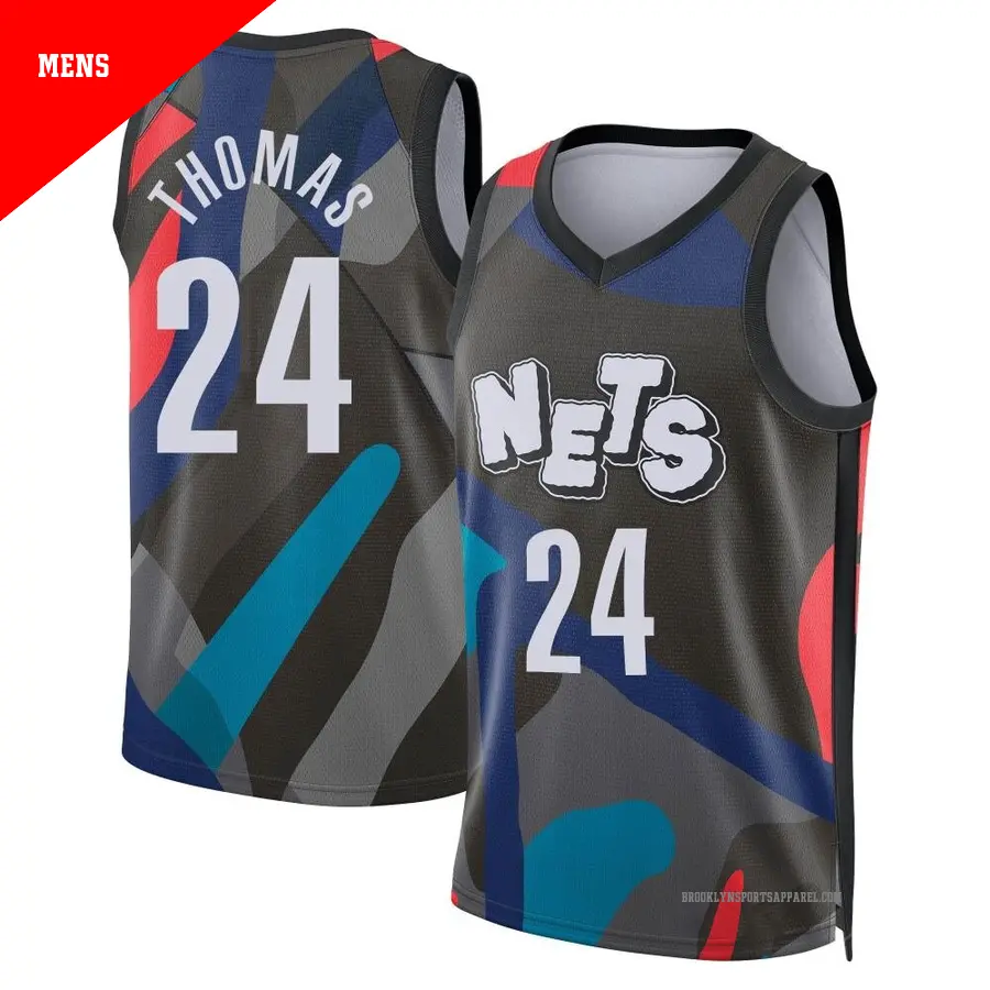 ＃24 Men's Cam Thomas Brooklyn Nets 2023/24 Swingman Black City Edition Jersey