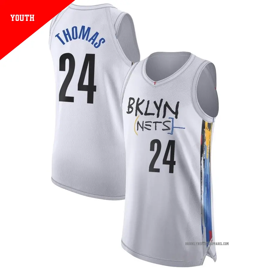 ＃24 Youth Cam Thomas Brooklyn Nets 2022/23 Authentic White City Edition Jersey