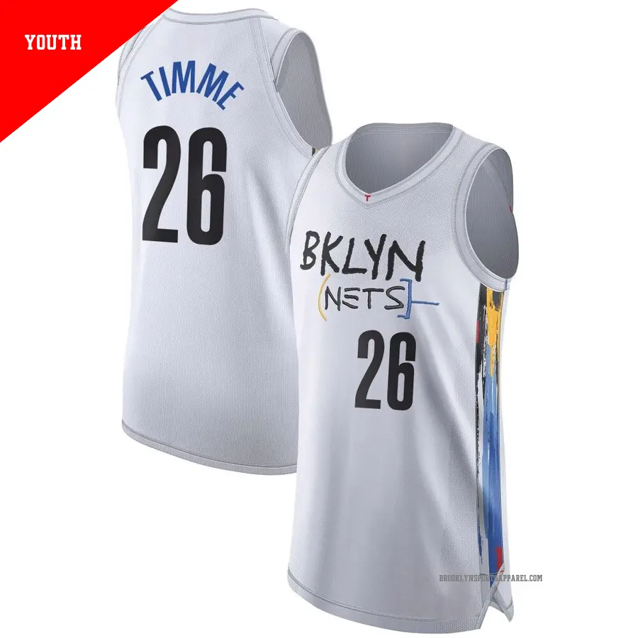 ＃26 Youth Drew Timme Brooklyn Nets 2022/23 Authentic White City Edition Jersey