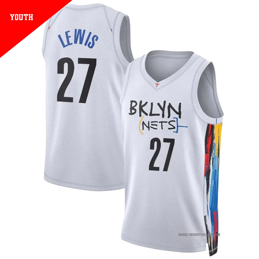 ＃27 Youth Maxwell Lewis Brooklyn Nets 2022/23 Swingman White City Edition Jersey