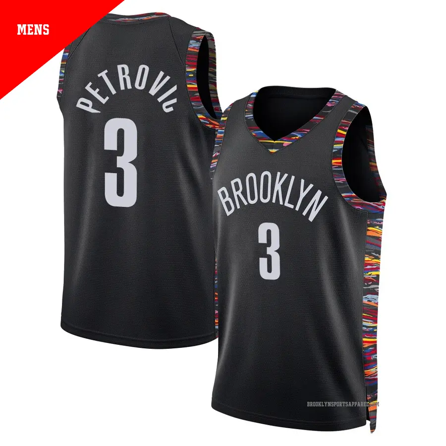 ＃3 Men's Drazen Petrovic Brooklyn Nets 2025/26 Swingman Black City Edition Jersey