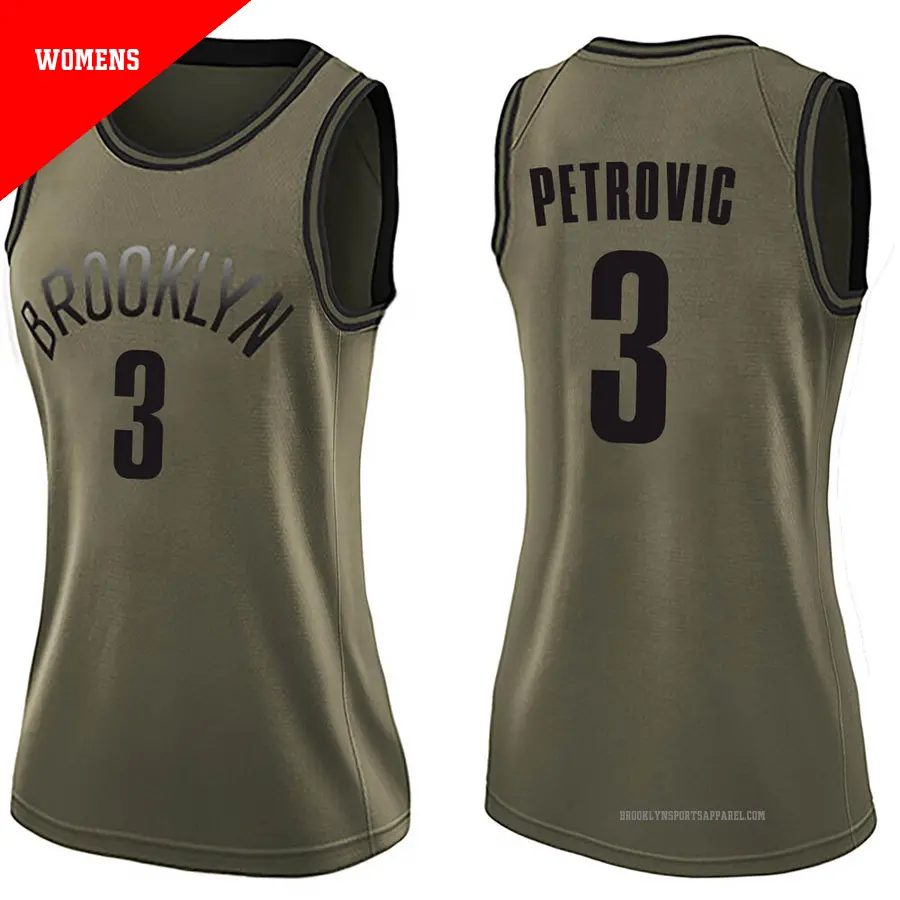 ＃3 Women's Drazen Petrovic Brooklyn Nets Green Swingman Salute to Service Jersey