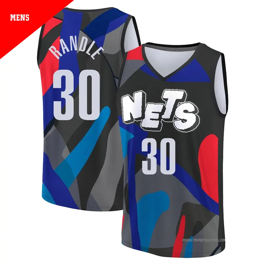 ＃30 Men's Julius Randle Brooklyn Nets 2023/24 Fast Break Black City Edition Jersey