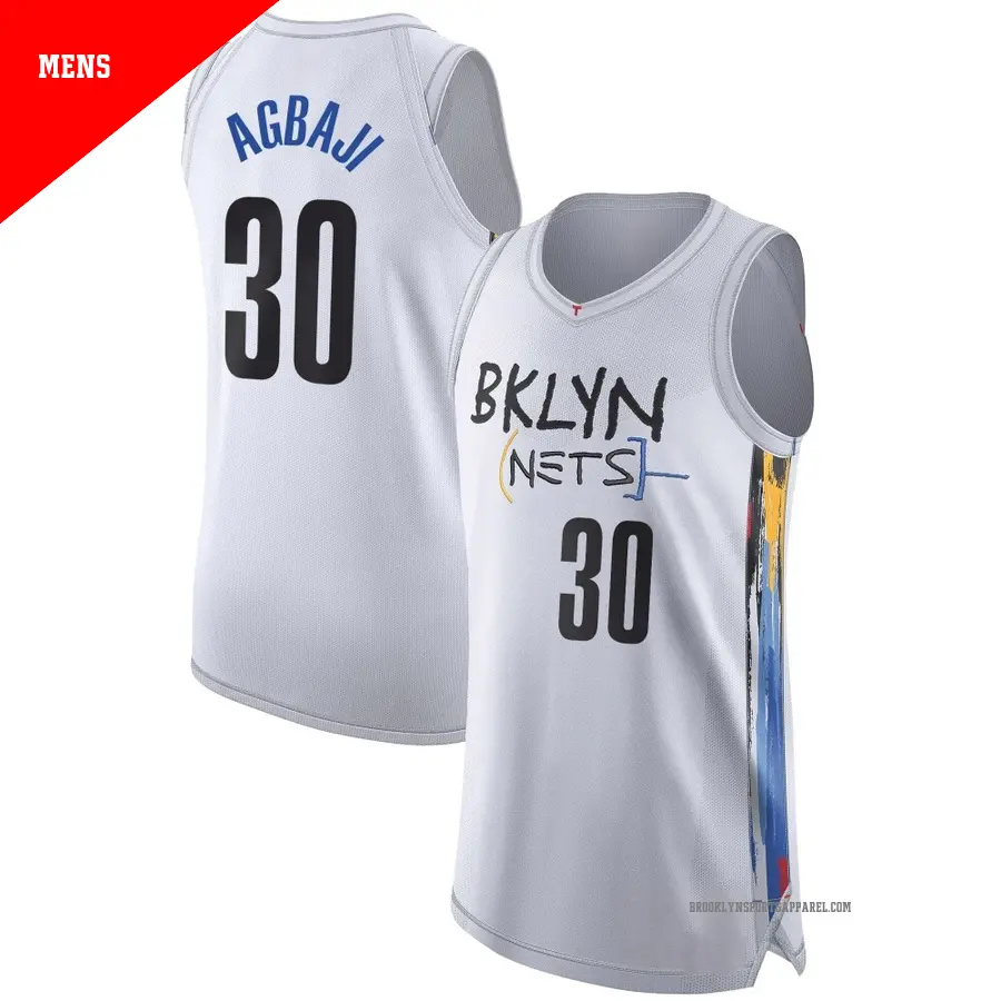 ＃30 Men's Ochai Agbaji Brooklyn Nets 2022/23 Authentic White City Edition Jersey