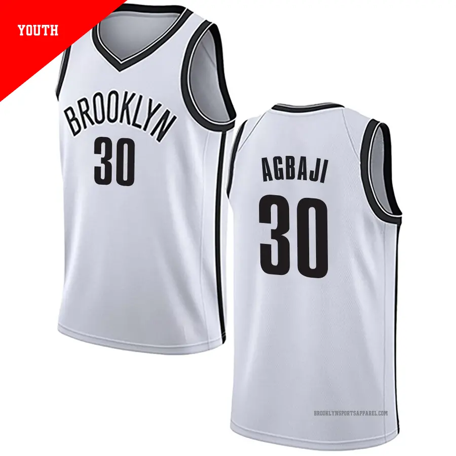 ＃30 Youth Ochai Agbaji Brooklyn Nets White Swingman JerseyAssociation Edition