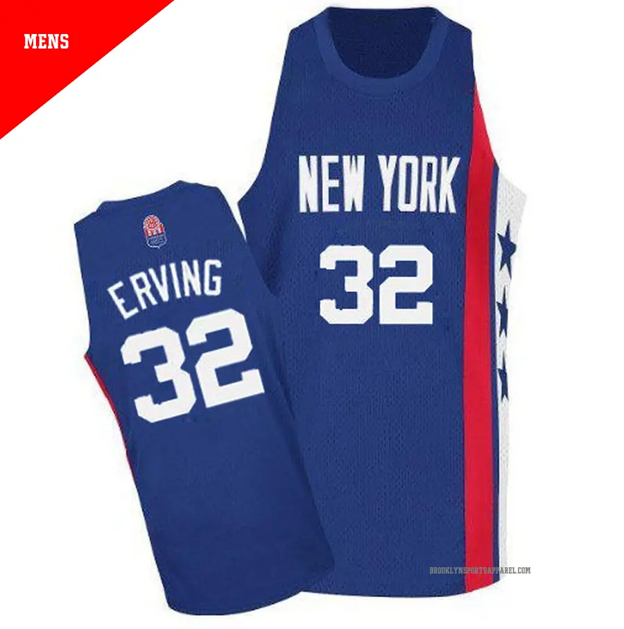 ＃32 Men's Julius Erving Brooklyn Nets Blue Authentic ABA Retro Throwback Jersey
