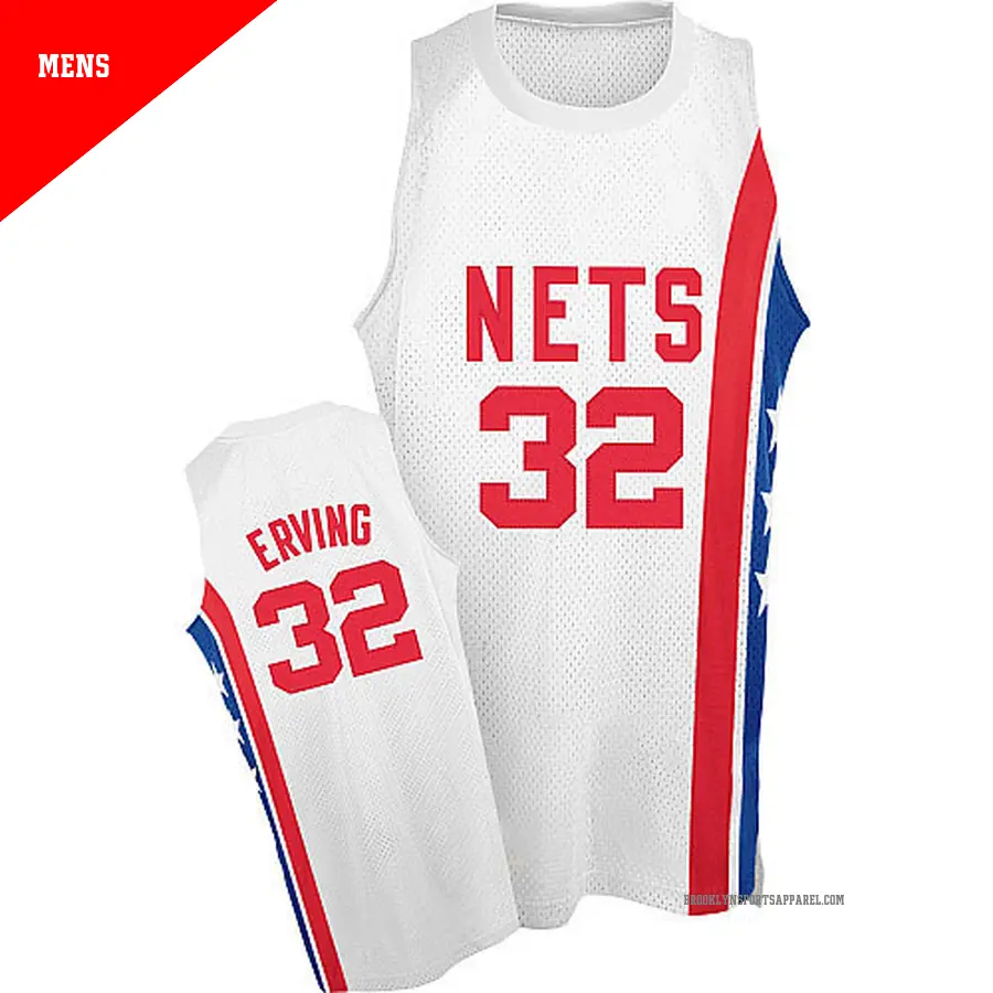 ＃32 Men's Julius Erving Brooklyn Nets White Swingman ABA Retro Throwback Jersey