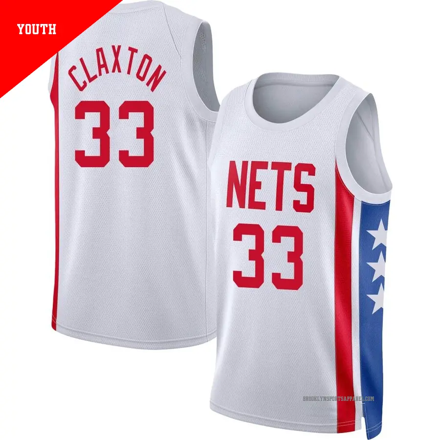 ＃33 Youth Nic Claxton Brooklyn Nets 2022/23 Swingman White Classic Edition Jersey
