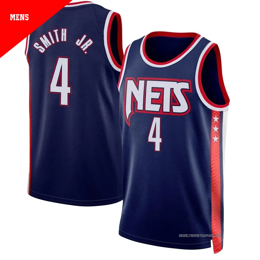 ＃4 Men's Dennis Smith Jr. Brooklyn Nets 2021/22 Swingman Navy City Edition Jersey