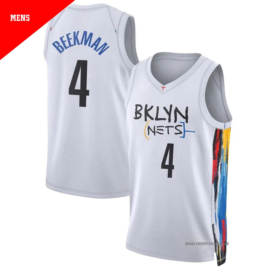 ＃4 Men's Reece Beekman Brooklyn Nets 2022/23 Swingman White City Edition Jersey