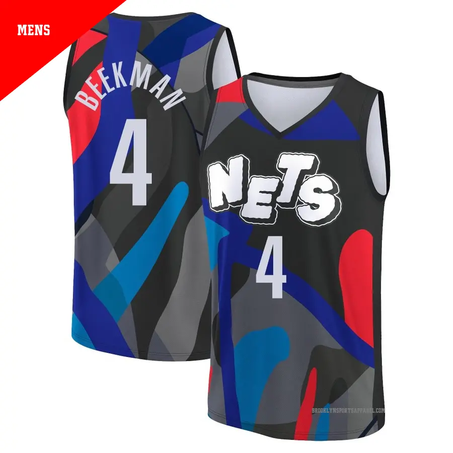 ＃4 Men's Reece Beekman Brooklyn Nets 2023/24 Fast Break Black City Edition Jersey