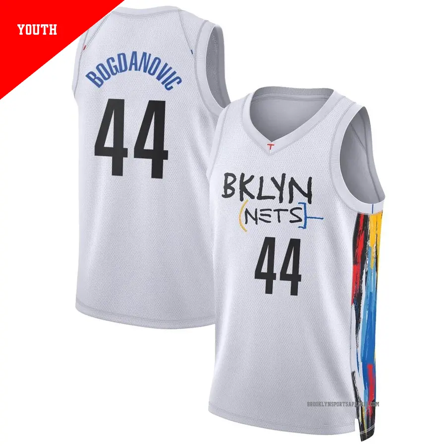 ＃44 Youth Bojan Bogdanovic Brooklyn Nets 2022/23 Swingman White City Edition Jersey
