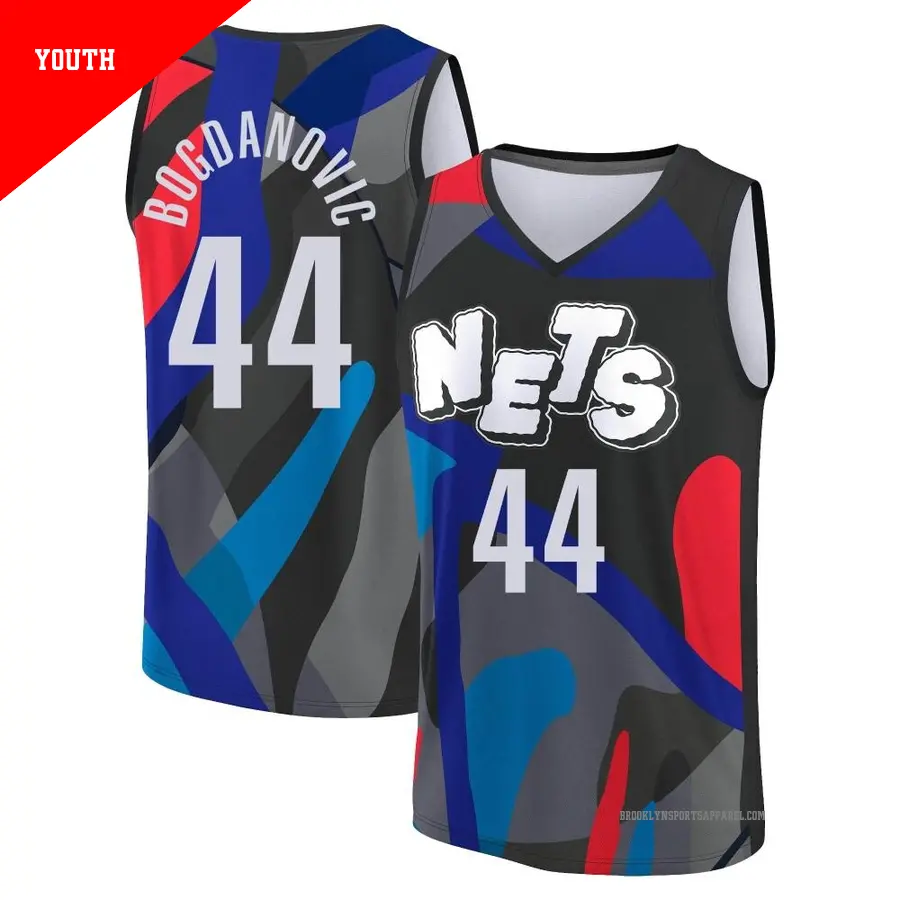＃44 Youth Bojan Bogdanovic Brooklyn Nets 2023/24 Fast Break Black City Edition Jersey