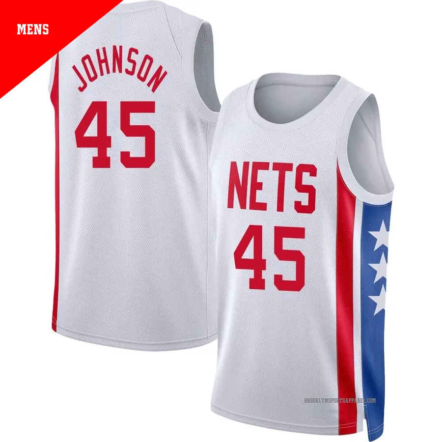 ＃45 Men's Keon Johnson Brooklyn Nets 2022/23 Swingman White Classic Edition Jersey