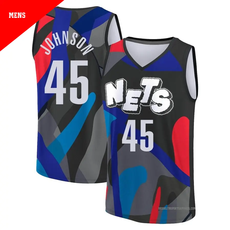 ＃45 Men's Keon Johnson Brooklyn Nets 2023/24 Fast Break Black City Edition Jersey